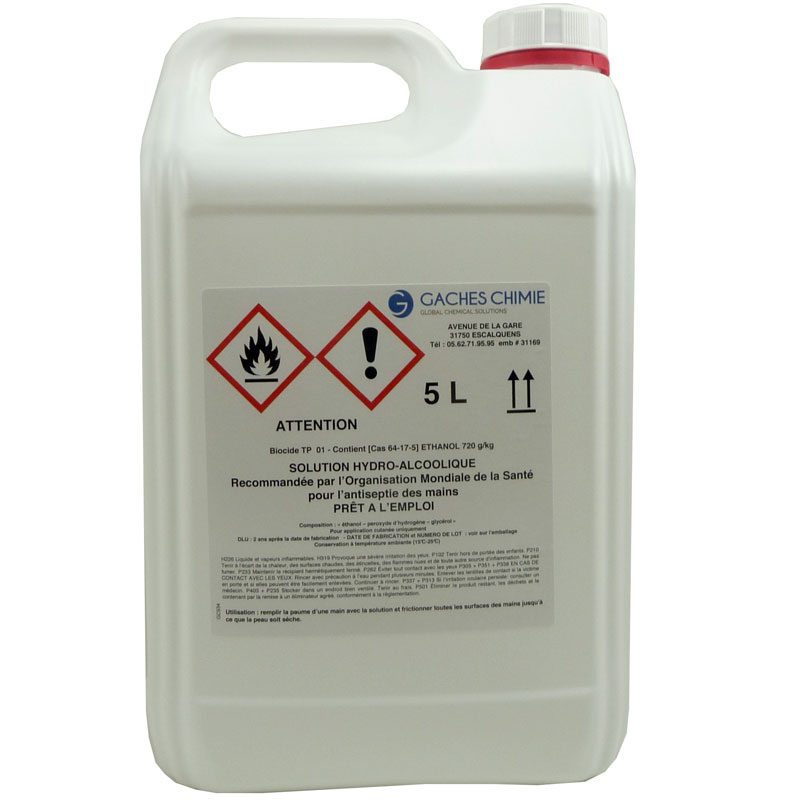 Solution hydroalcoolique mains bib 5lt